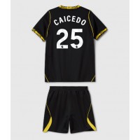 Stroje piłkarskie Chelsea Moises Caicedo #25 Koszulka Wyjazdowej dla dzieci 2026-27 Krótki Rękaw (+ szorty)